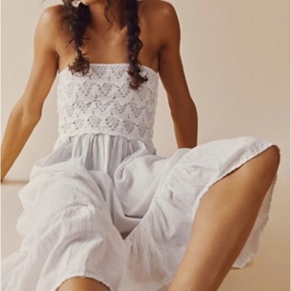 Jen's Pirate Booty White Crochet-Bodice Maxi Skirt Dress
